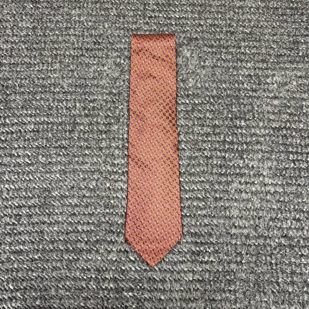 BOSS Hugo Boss‎ Mens Tie Brown Pink Geometric Patterned Formal Business